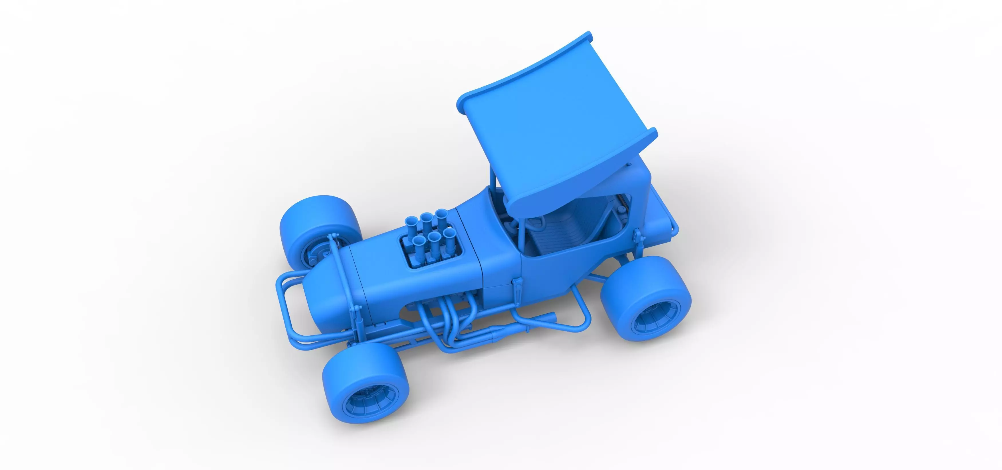 Vintage Winged Supermodified stock car Scale 1 to 25 3D print model_31