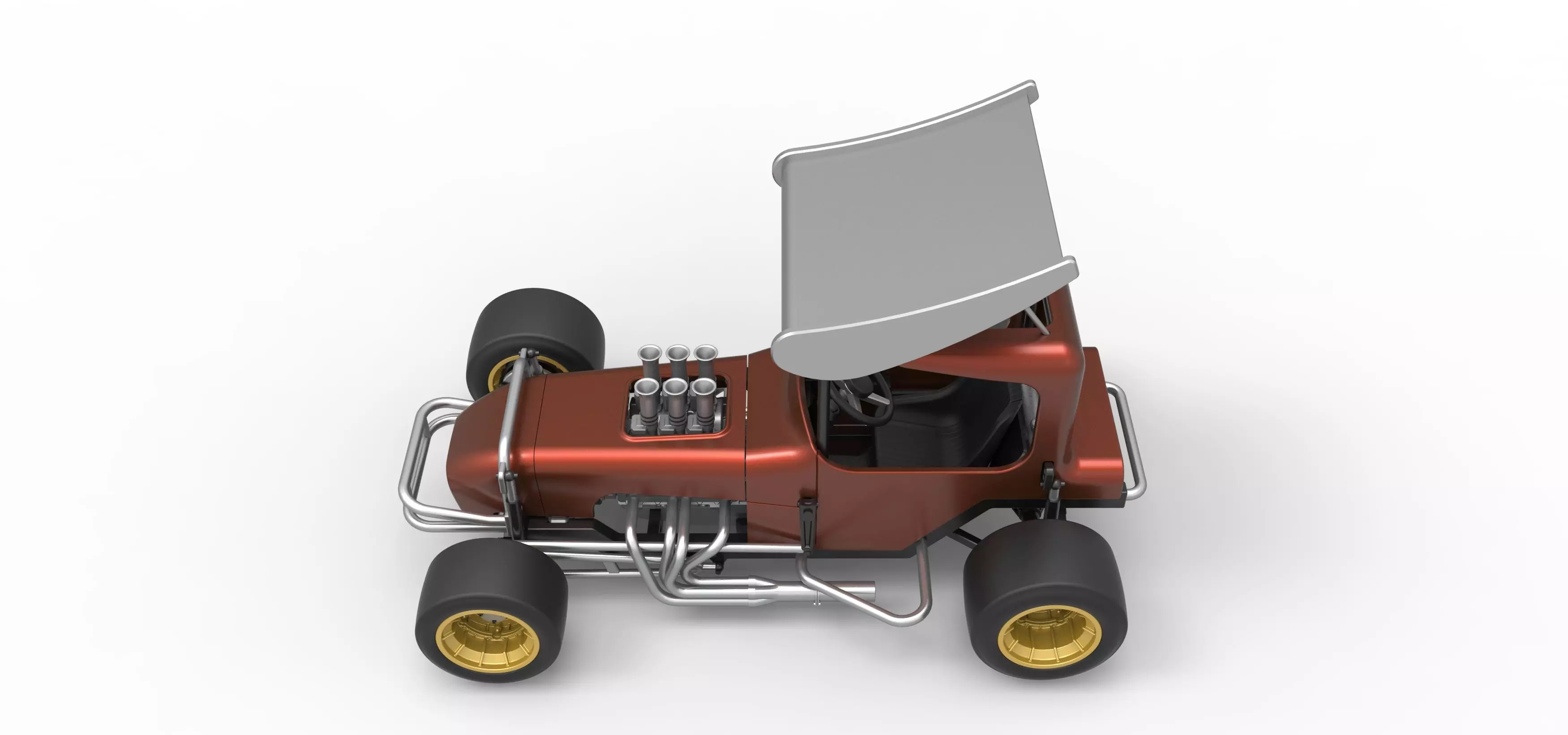 Vintage Winged Supermodified stock car Scale 1 to 25 3D print model_10