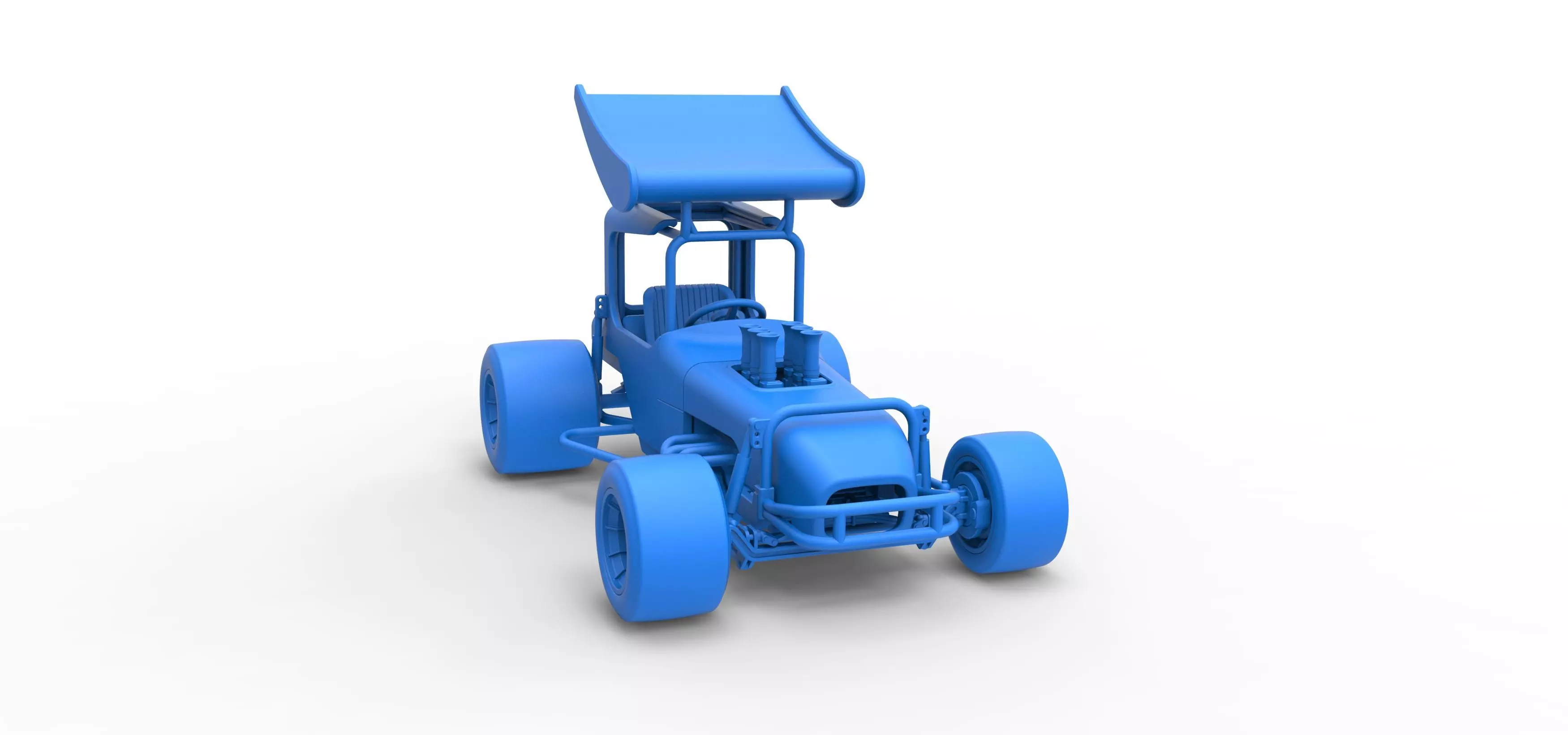 Vintage Winged Supermodified stock car Scale 1 to 25 3D print model_53