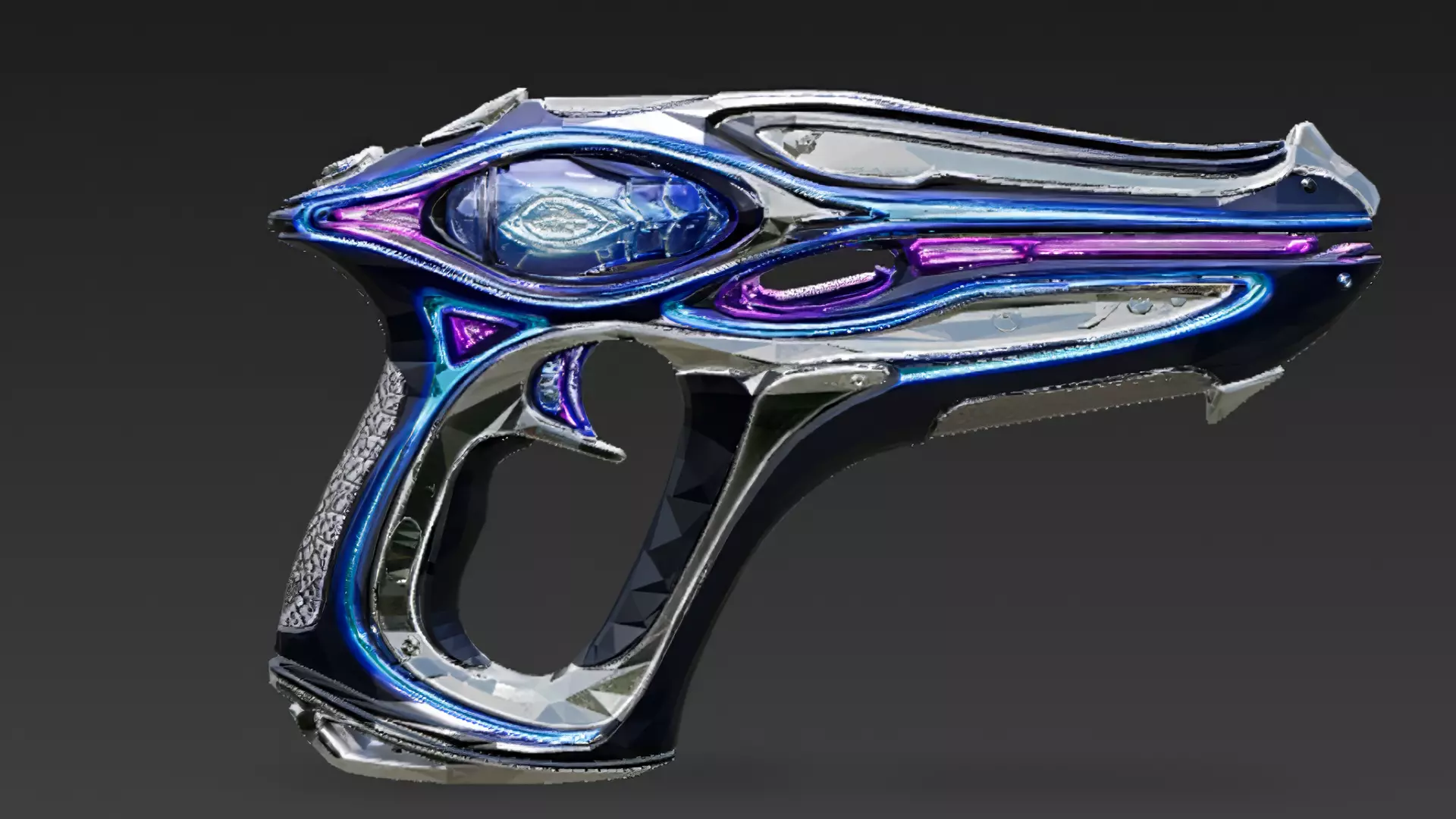 Cartoon Cyberpunk Pistol PBR 3D Model Low-poly 3D model