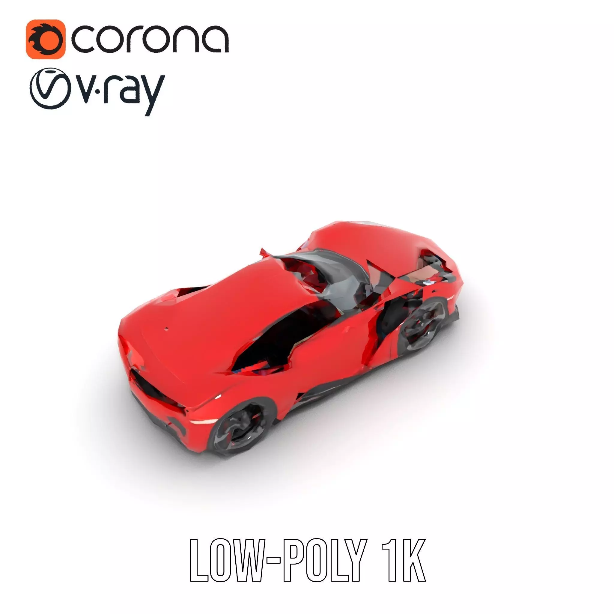 Sleek Red Sports Car model pack Low-poly 3D model_12