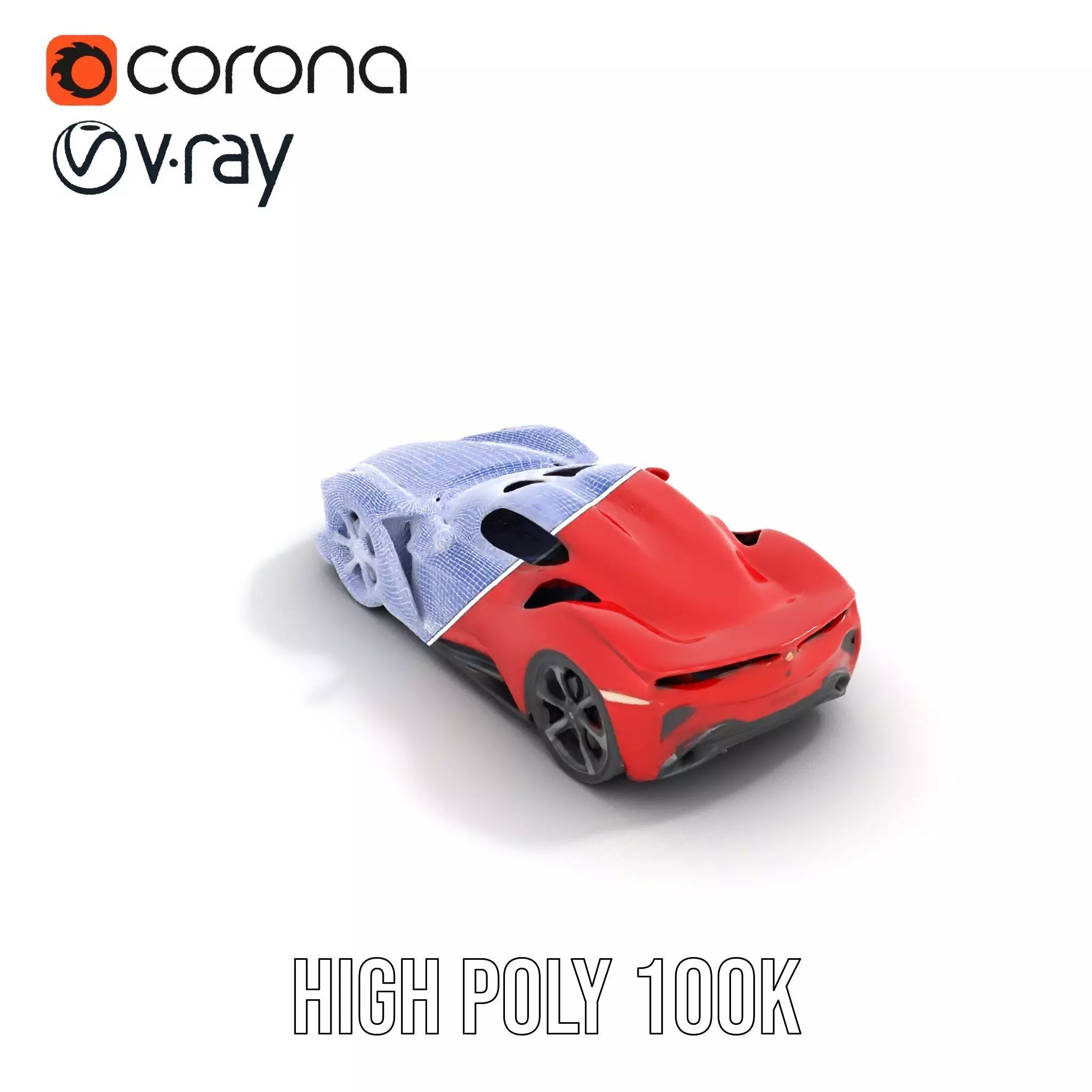 Sleek Red Sports Car model pack Low-poly 3D model_32