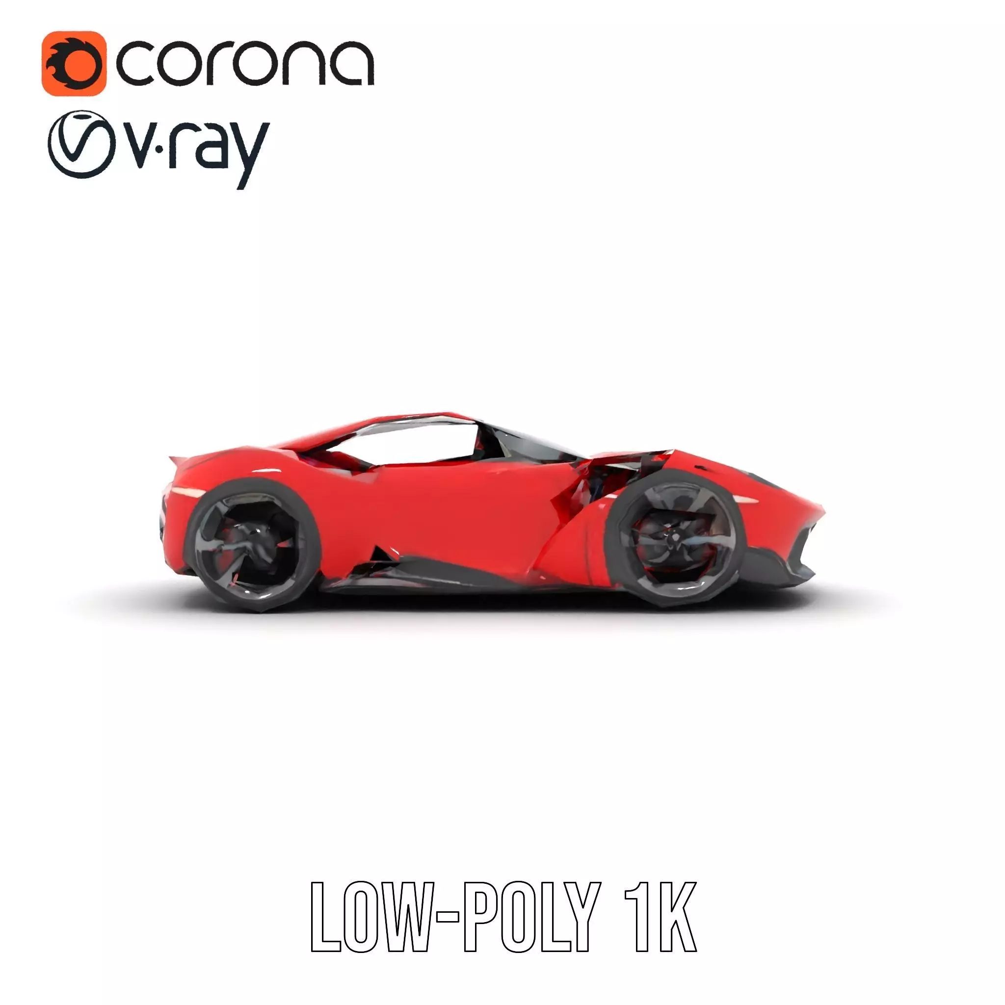 Sleek Red Sports Car model pack Low-poly 3D model_22