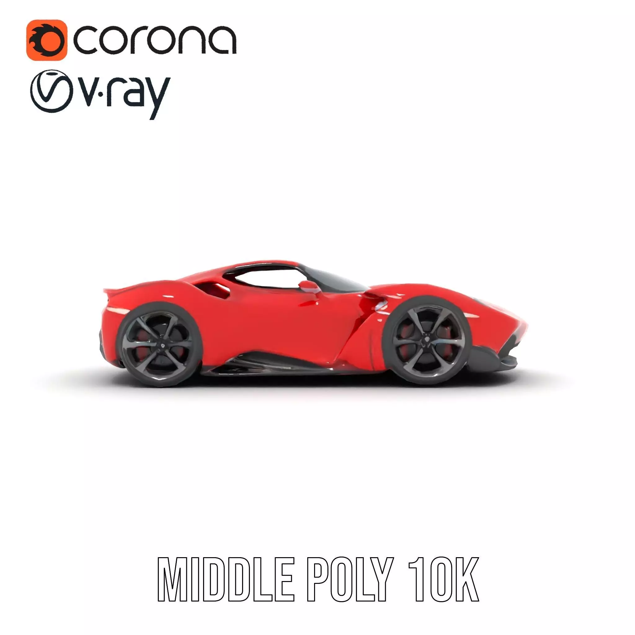 Sleek Red Sports Car model pack Low-poly 3D model_5