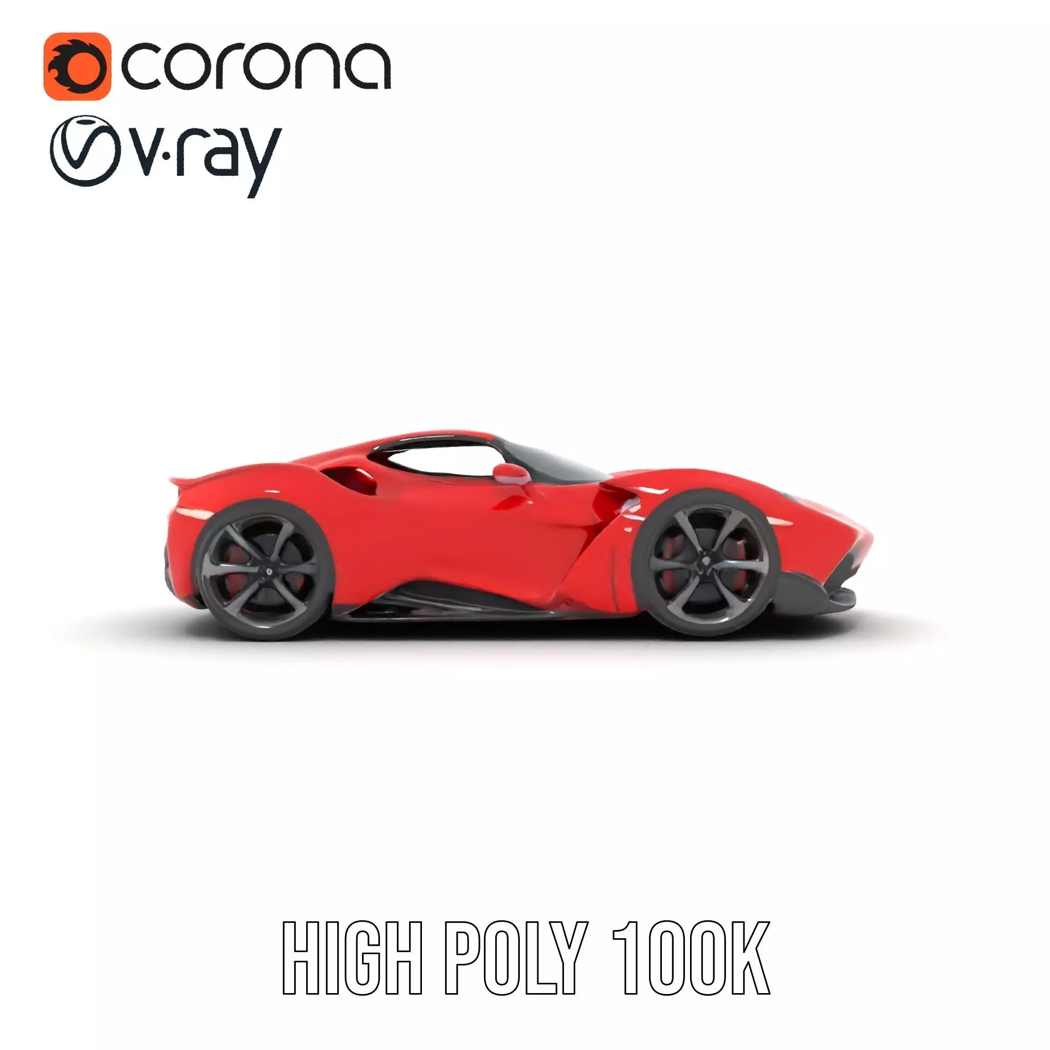 Sleek Red Sports Car model pack Low-poly 3D model_33