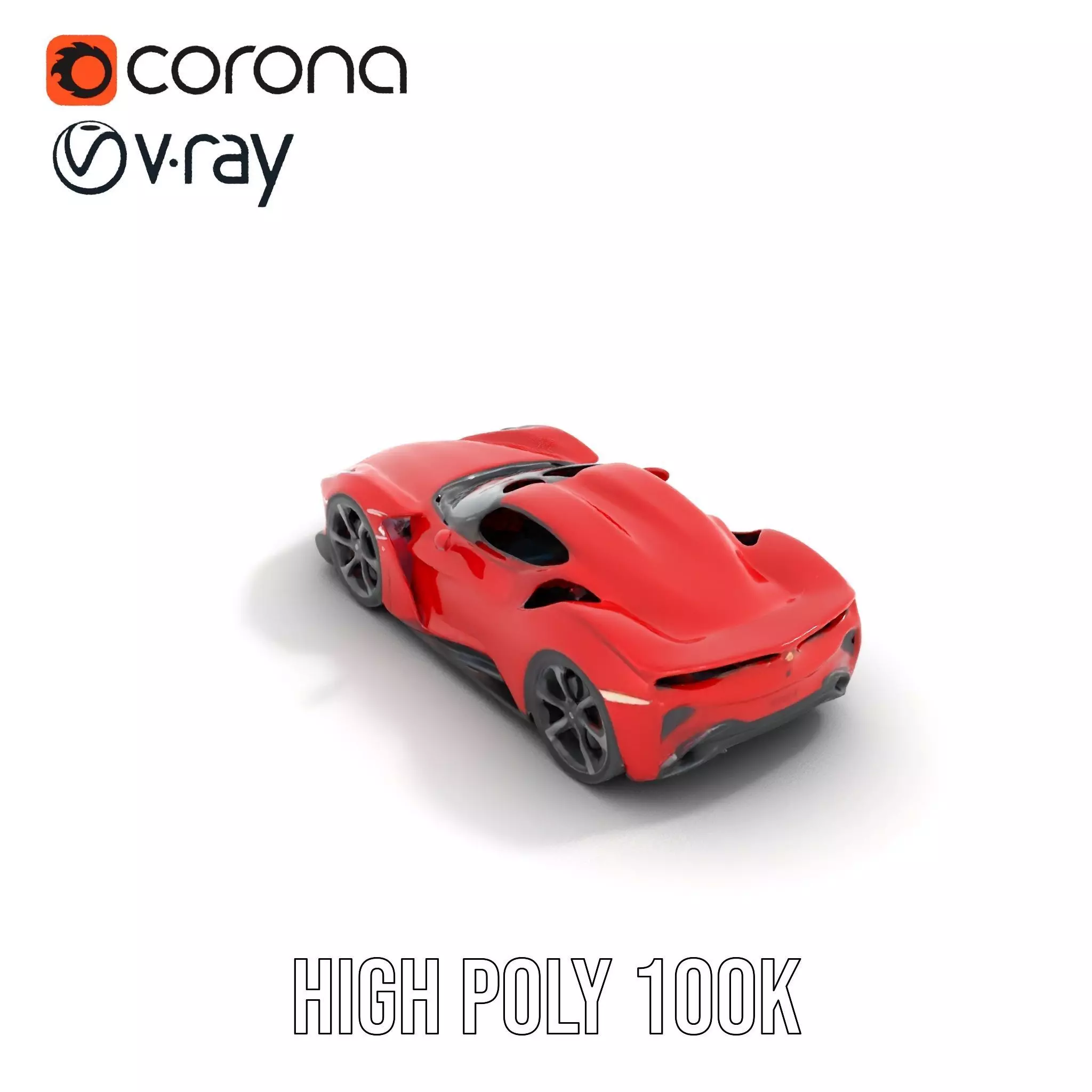 Sleek Red Sports Car model pack Low-poly 3D model_15