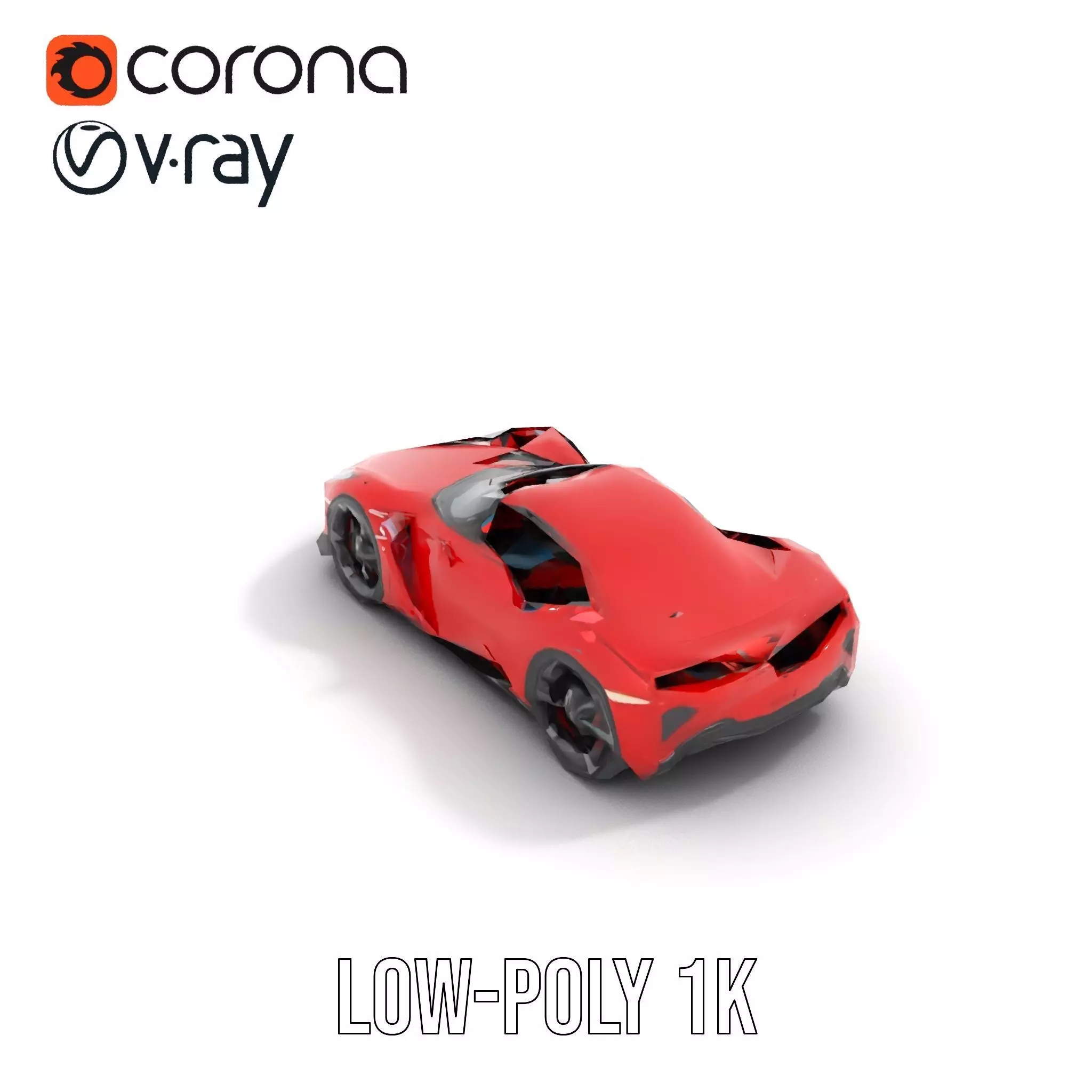 Sleek Red Sports Car model pack Low-poly 3D model_9