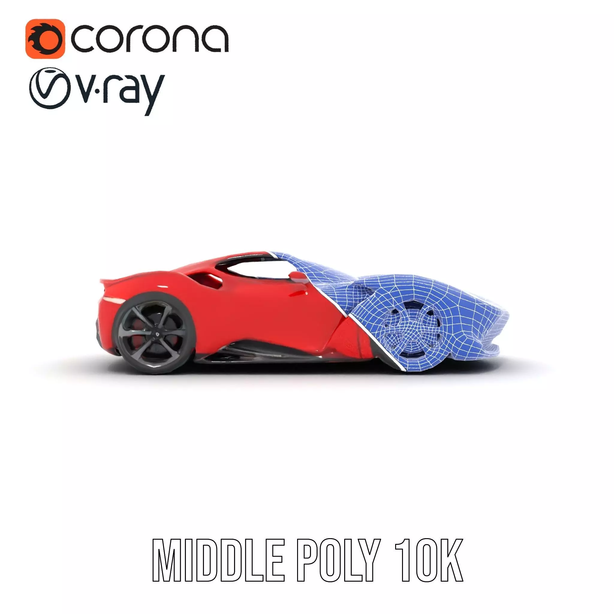 Sleek Red Sports Car model pack Low-poly 3D model_19