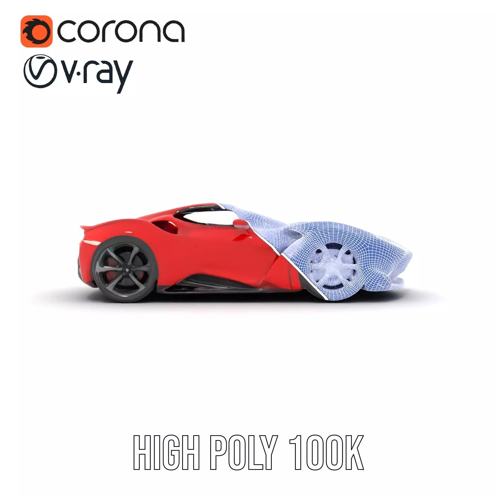 Sleek Red Sports Car model pack Low-poly 3D model_26