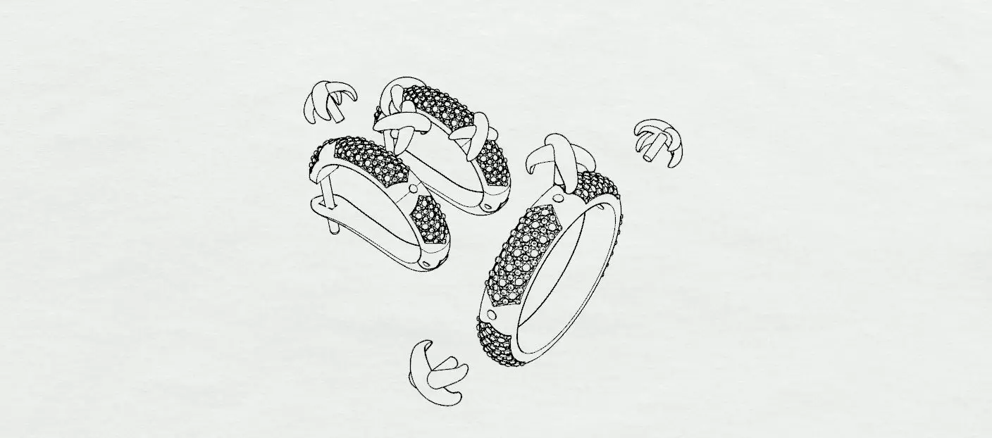 Ring and Earrings 3D print model_15