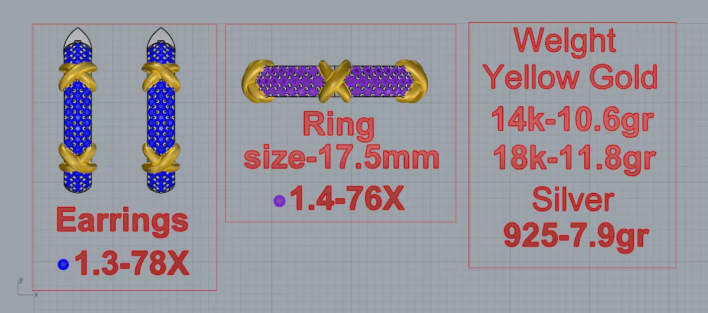 Ring and Earrings 3D print model_3