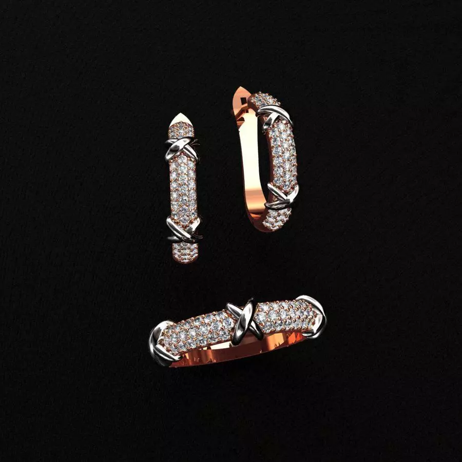 Ring and Earrings 3D print model_2