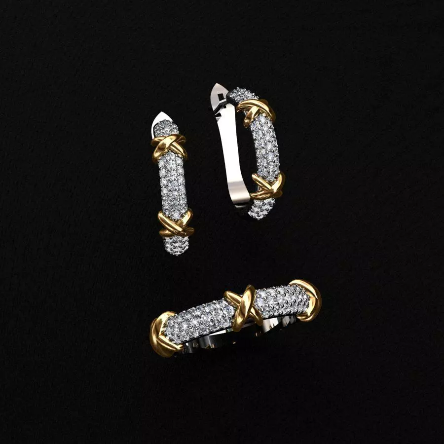 Ring and Earrings 3D print model_0