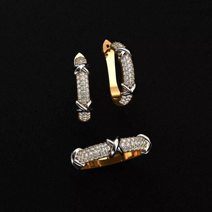 Ring and Earrings 3D print model_1