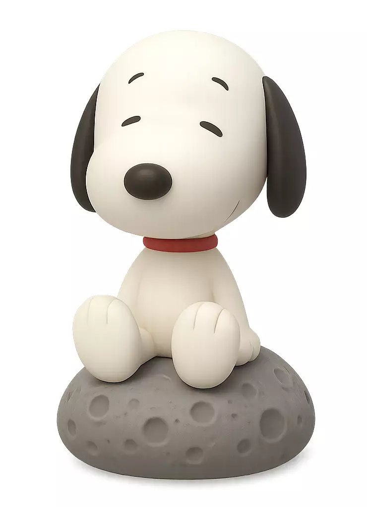 Snoopy Cartoon Baby on Lunar Rock 3D print model_6