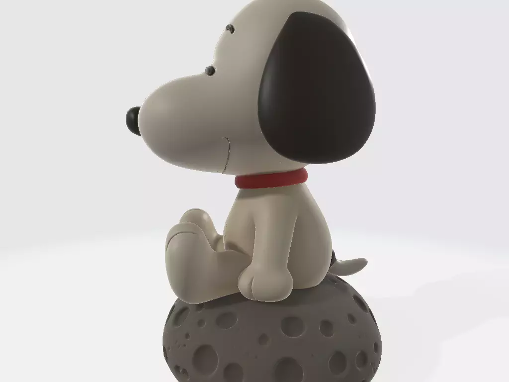 Snoopy Cartoon Baby on Lunar Rock 3D print model_2