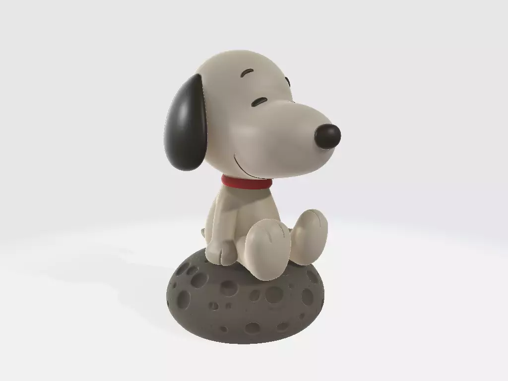 Snoopy Cartoon Baby on Lunar Rock 3D print model_5