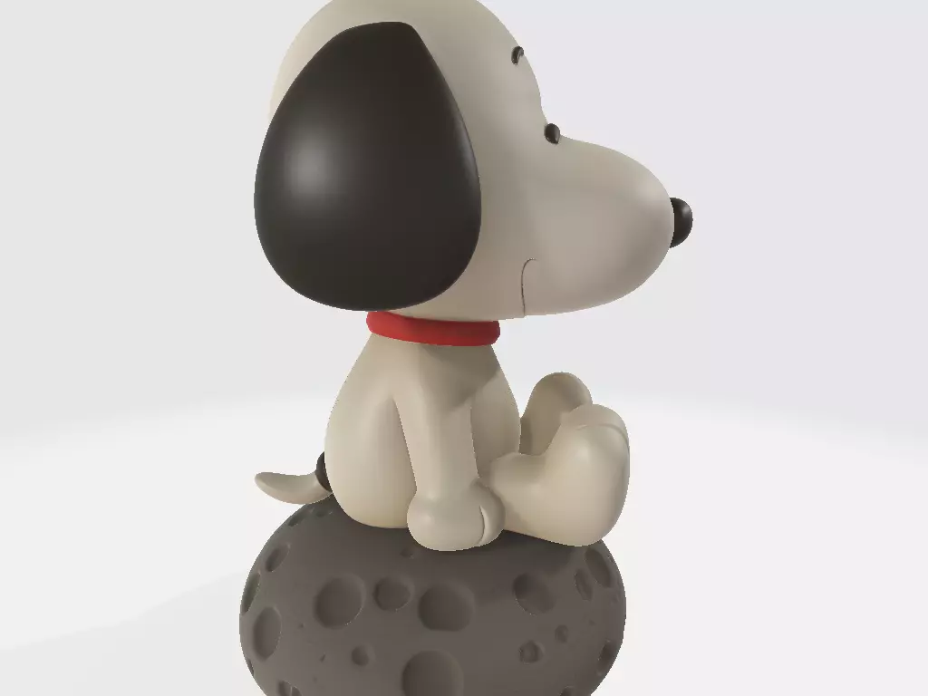 Snoopy Cartoon Baby on Lunar Rock 3D print model_4