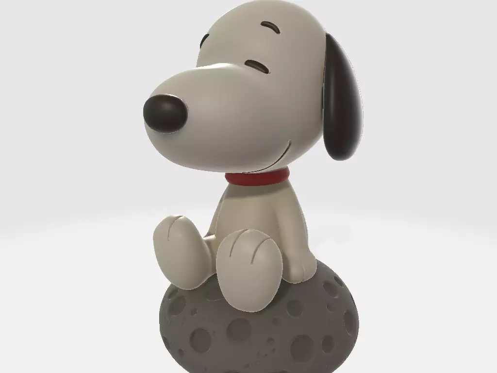 Snoopy Cartoon Baby on Lunar Rock 3D print model_1