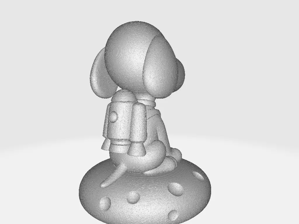 Snoopy Cartoon on Rocket Moon Rock 3D print model_5