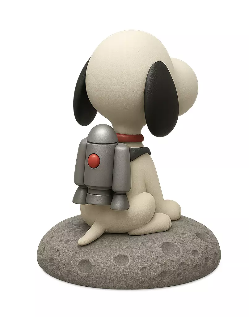 Snoopy Cartoon on Rocket Moon Rock 3D print model_1