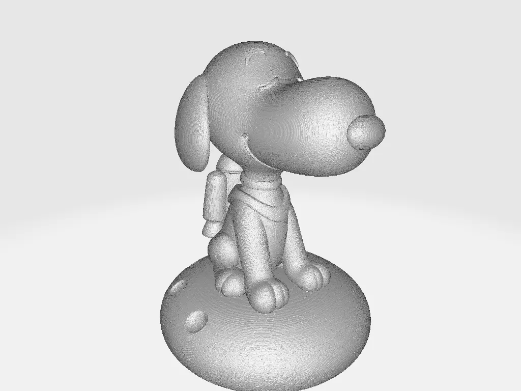 Snoopy Cartoon on Rocket Moon Rock 3D print model_6
