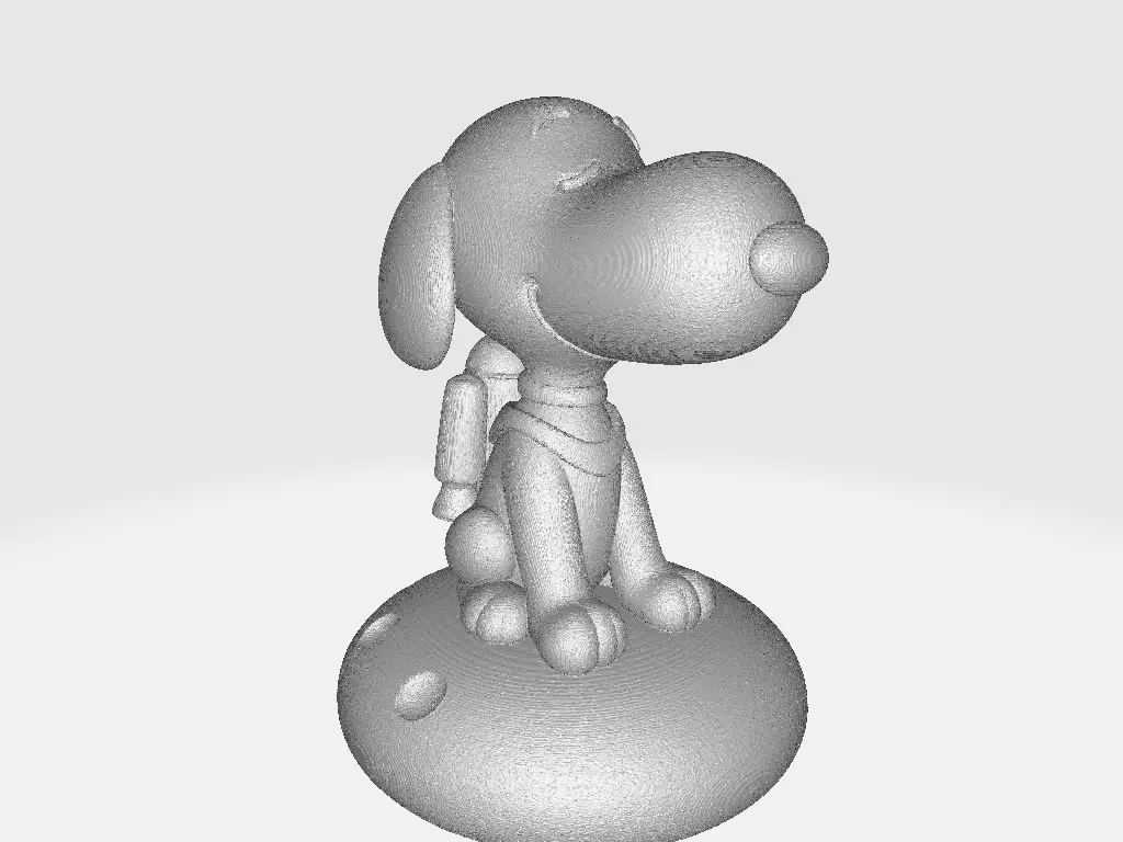 Snoopy Cartoon on Rocket Moon Rock 3D print model_2