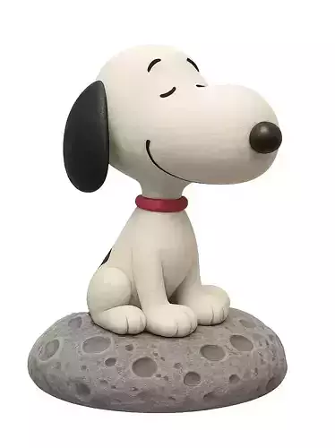 Snoopy Cartoon on Rocket Moon Rock 3D print model