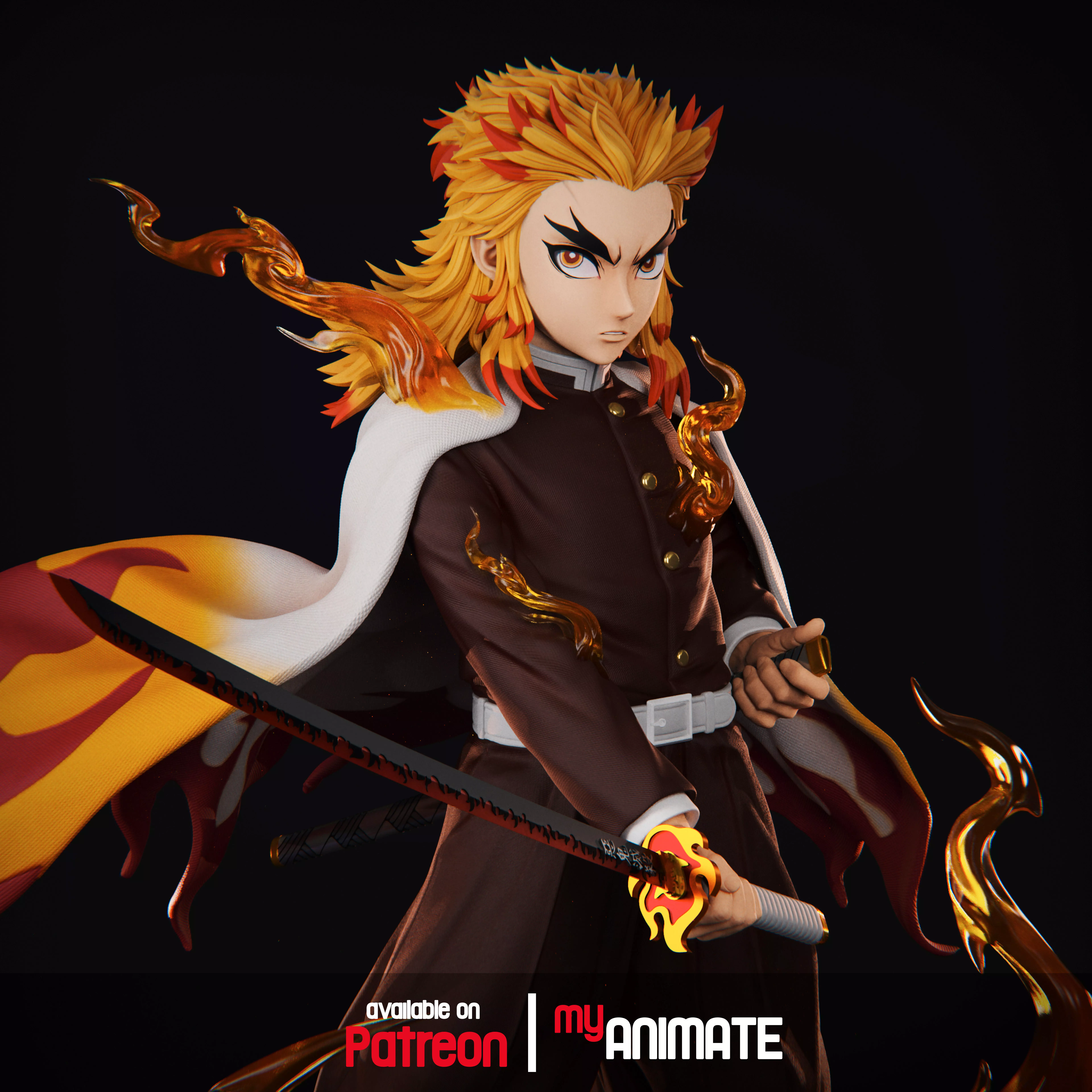 Rengoku from DemonSlayer - myAnimate 3D print model_0