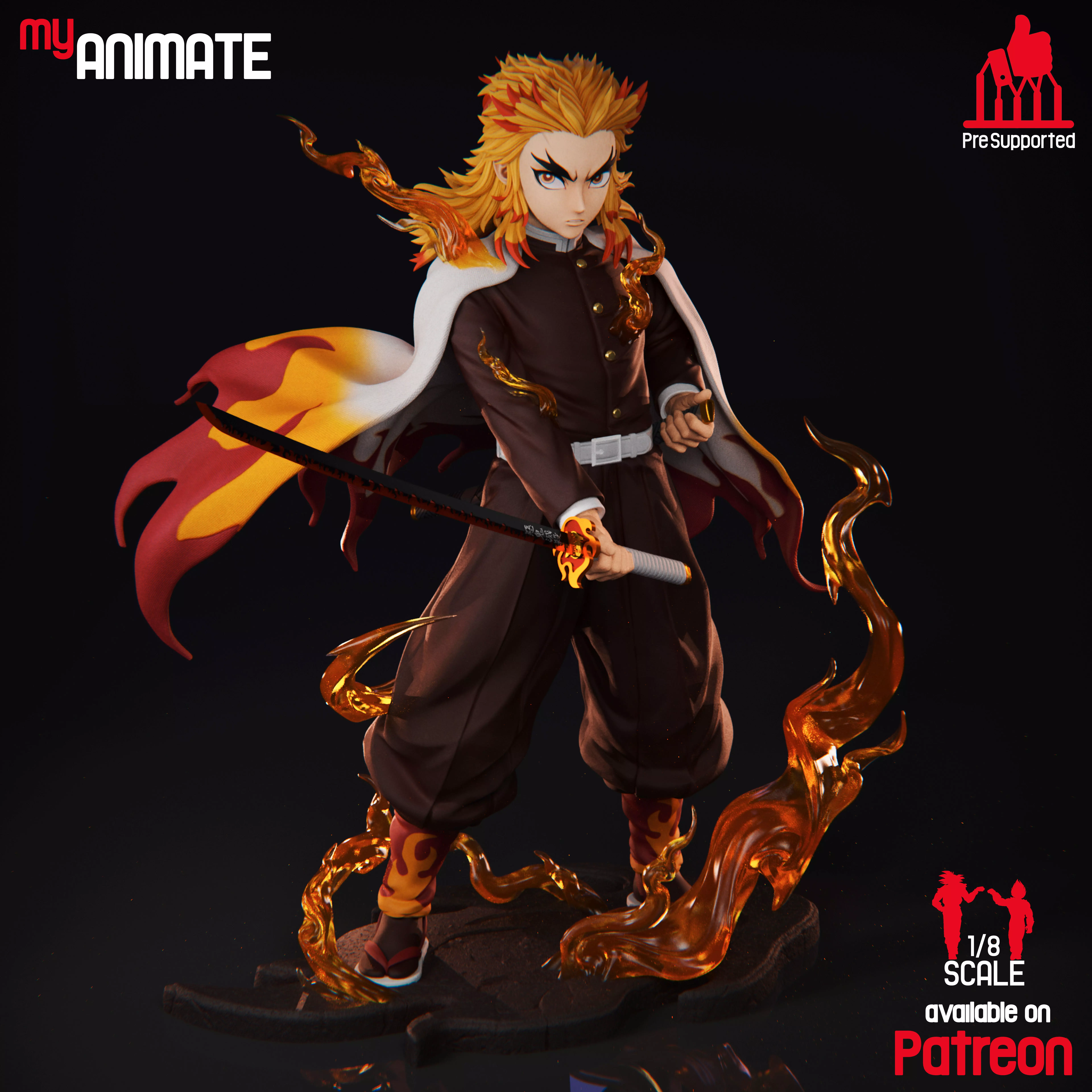 Rengoku from DemonSlayer - myAnimate 3D print model_1