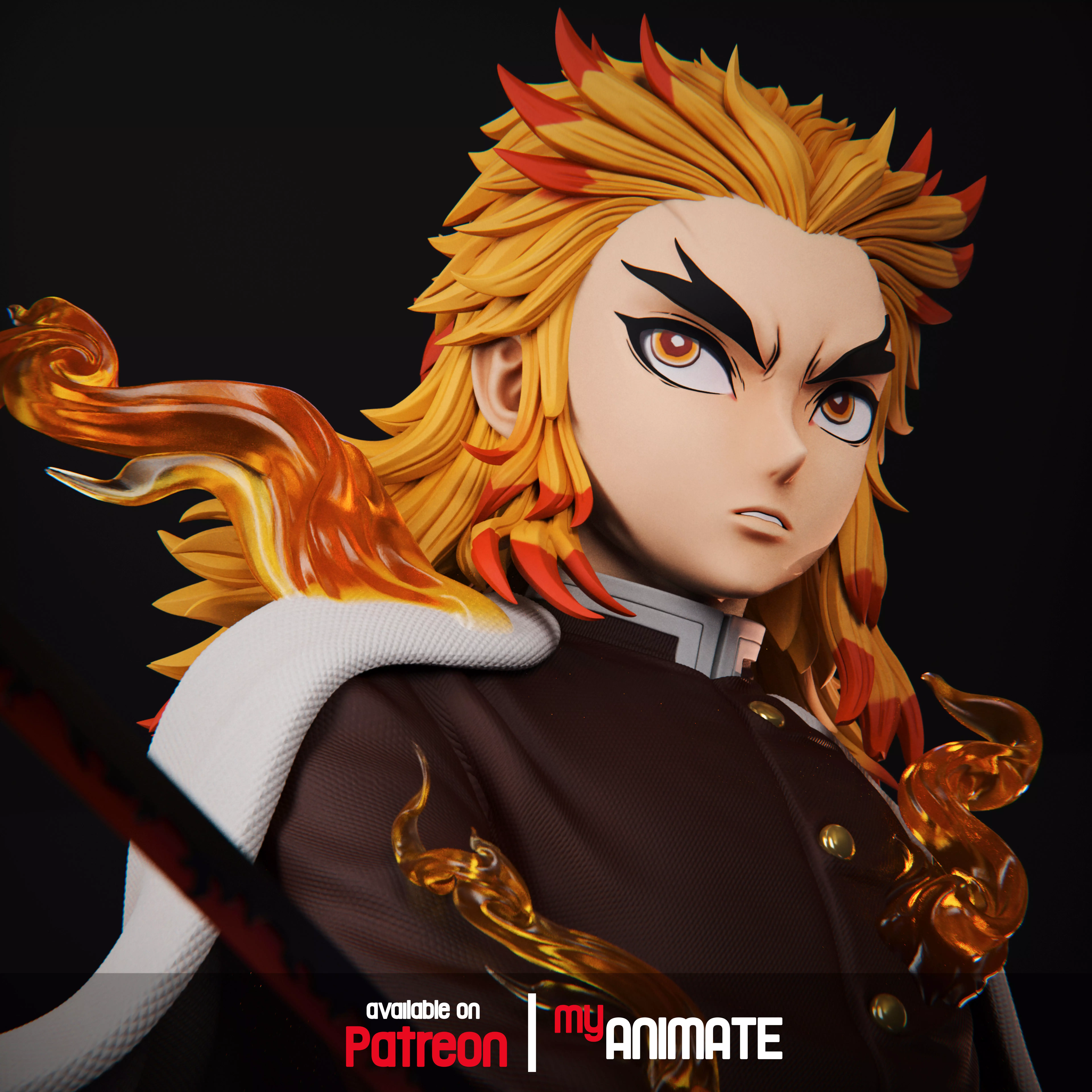 Rengoku from DemonSlayer - myAnimate 3D print model_2