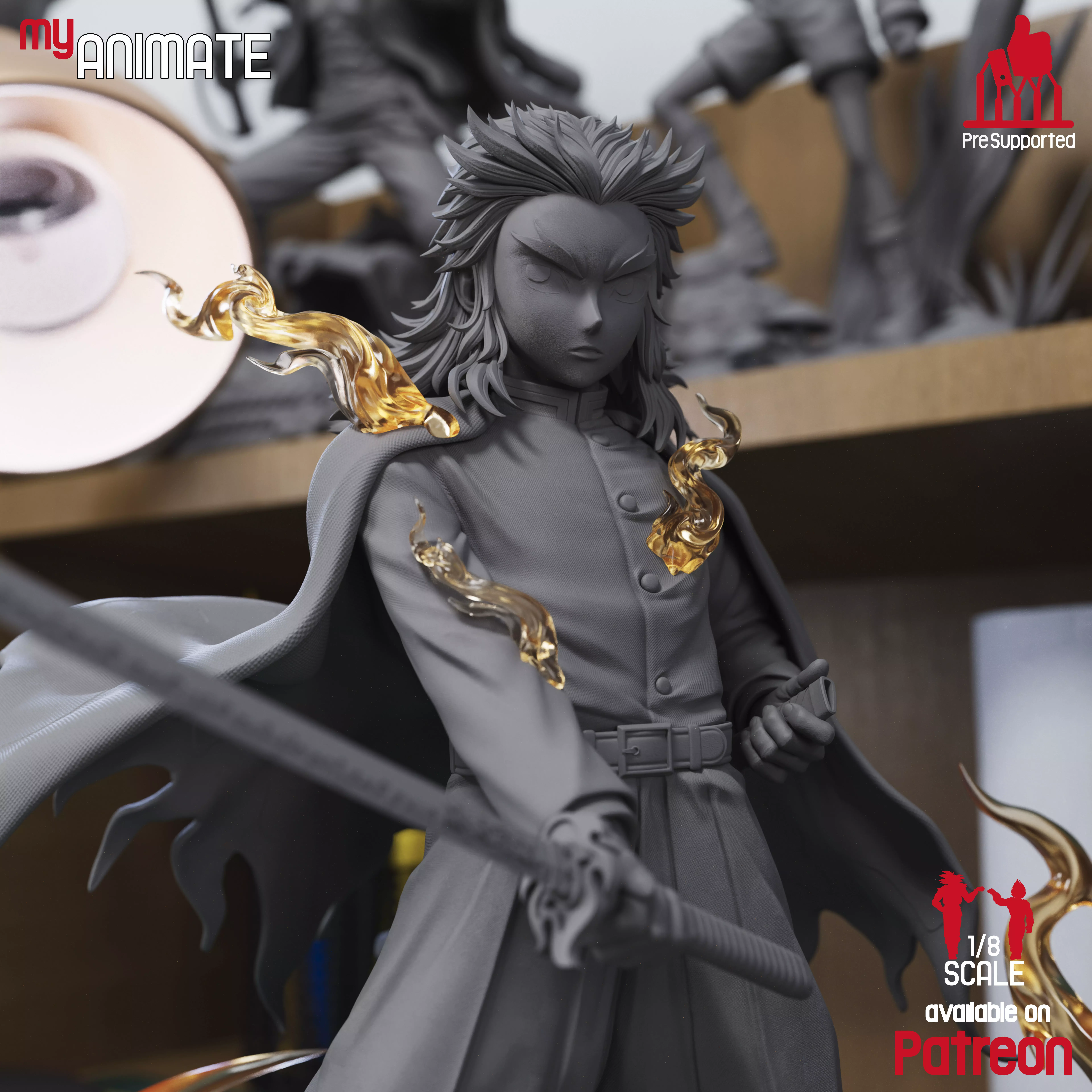 Rengoku from DemonSlayer - myAnimate 3D print model_7