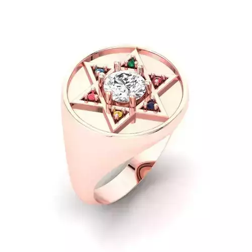 Star Divid Ring with Stone 