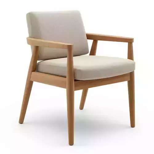 Modern Wood Fabric Accent Chair 3D Model