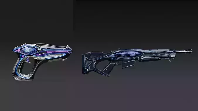 Cartoon Cyberpunk Guns Pack PBR 3D Models