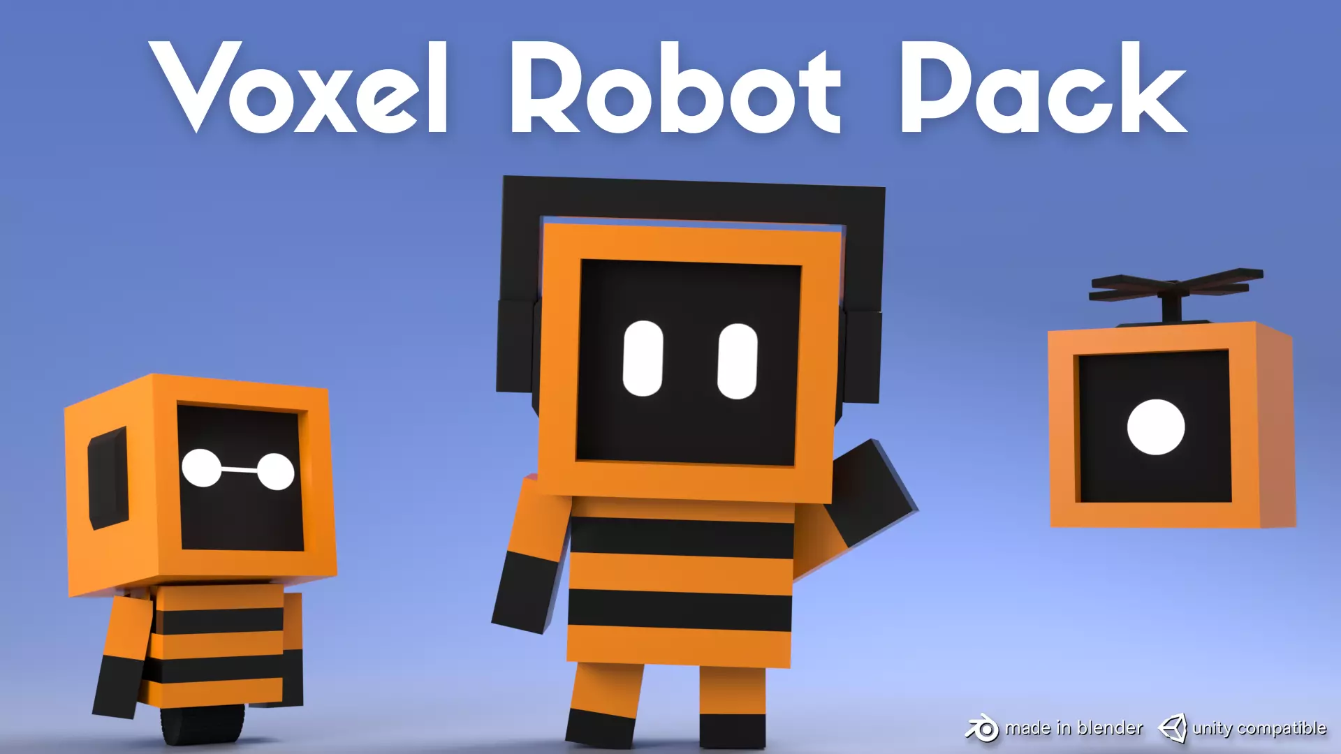 Voxel Robot Pack Low-poly 3D model_0