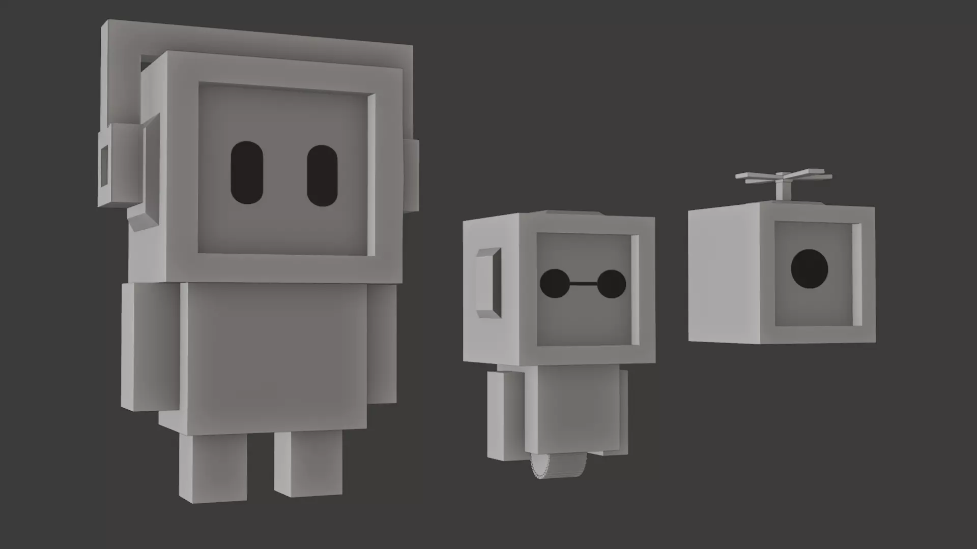 Voxel Robot Pack Low-poly 3D model_6