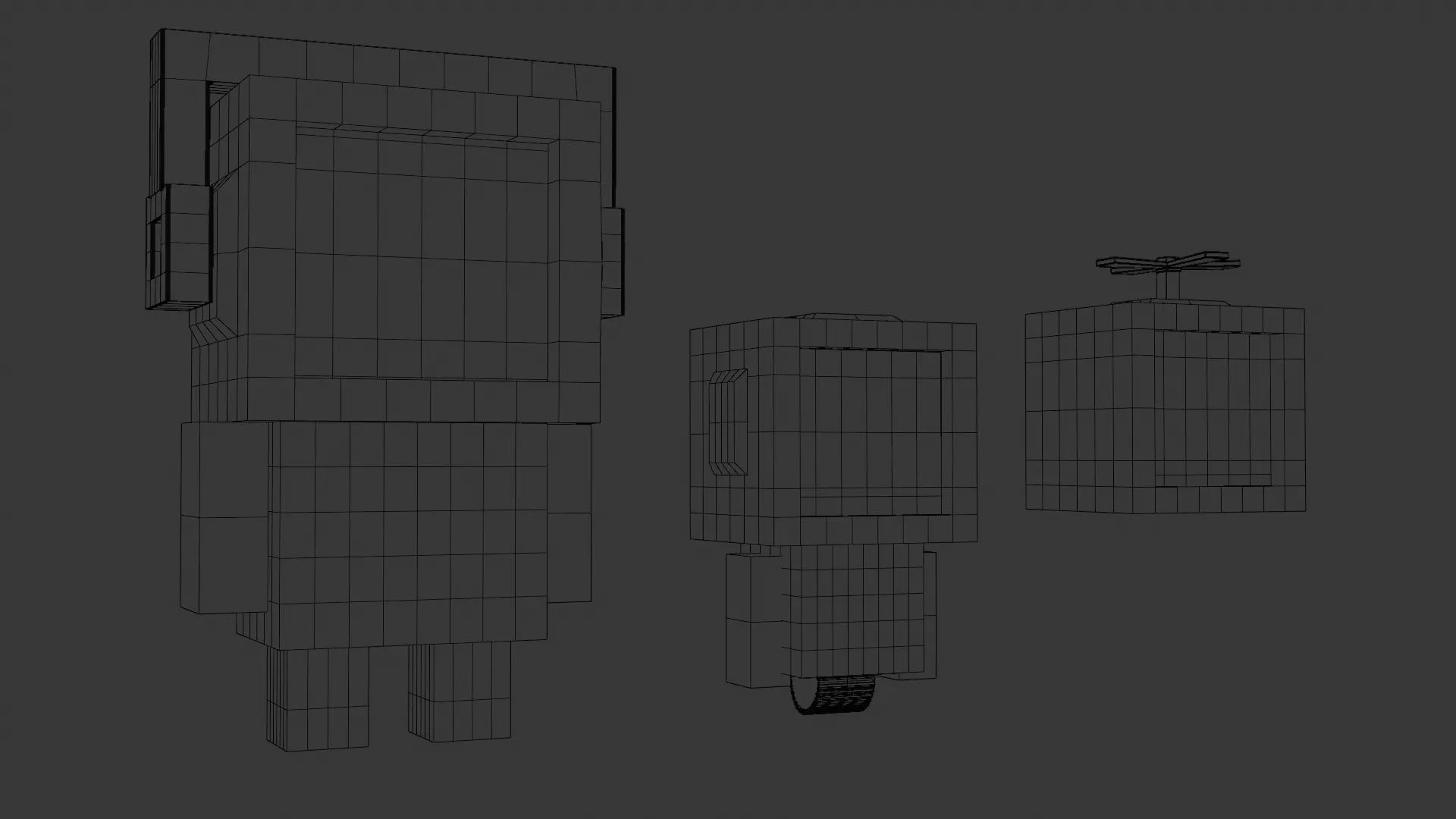 Voxel Robot Pack Low-poly 3D model_7