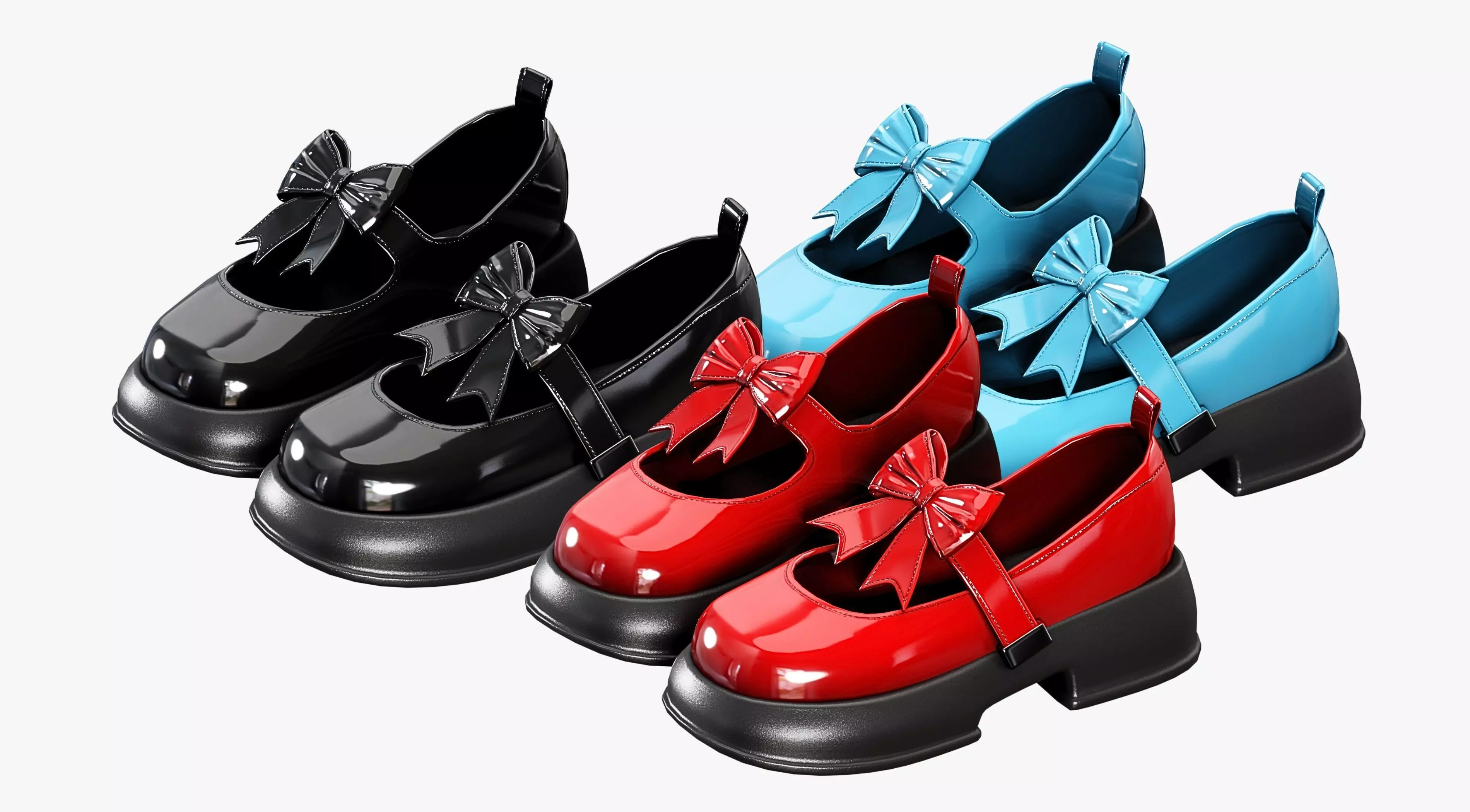 Shoes Pack 2 - Mary Jane Glossy Varnish Low-poly 3D model