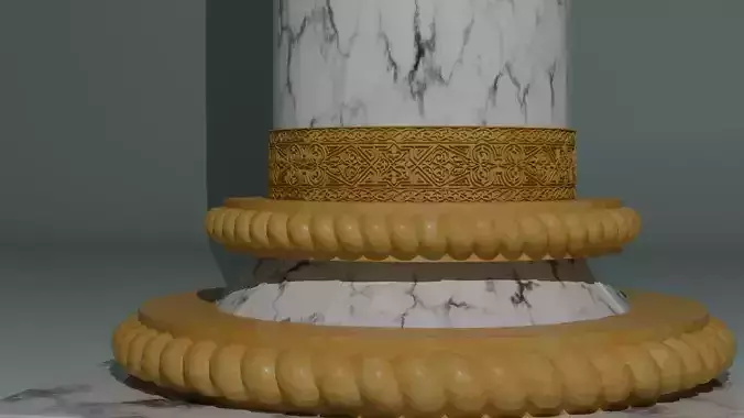 Classic Marble and Gold Decorative Pillar  High-Quality 3D Model