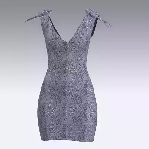 diamond blue color bow detail dress mini dress