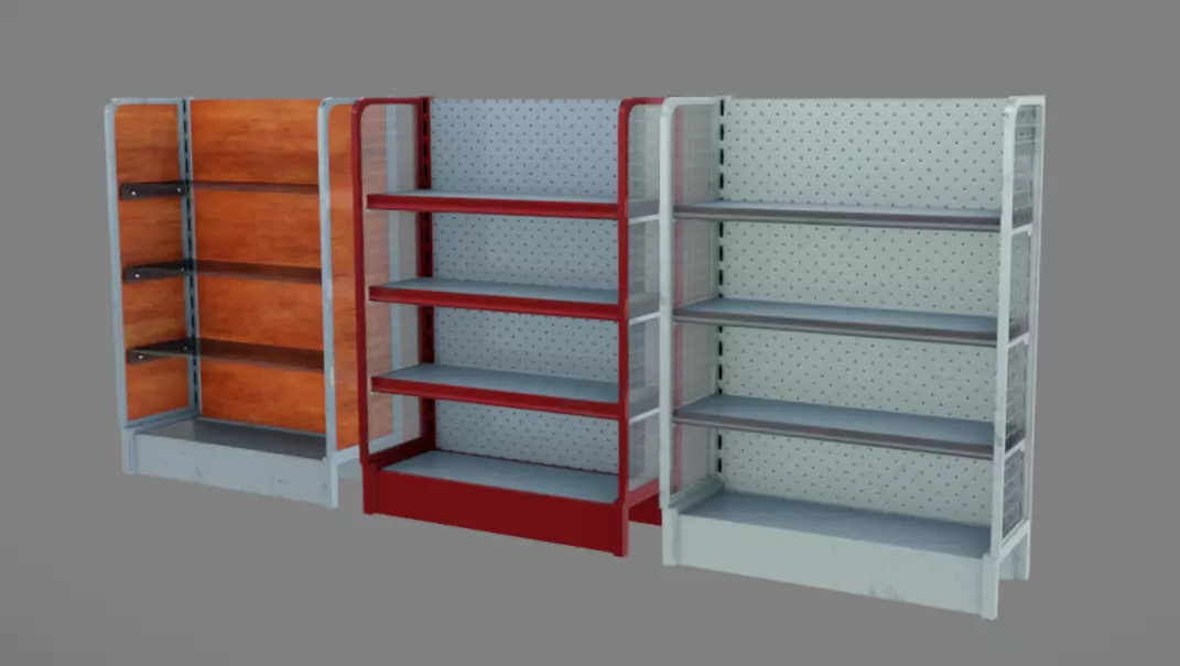 Supermarket Shelves Low-poly 3D model_11