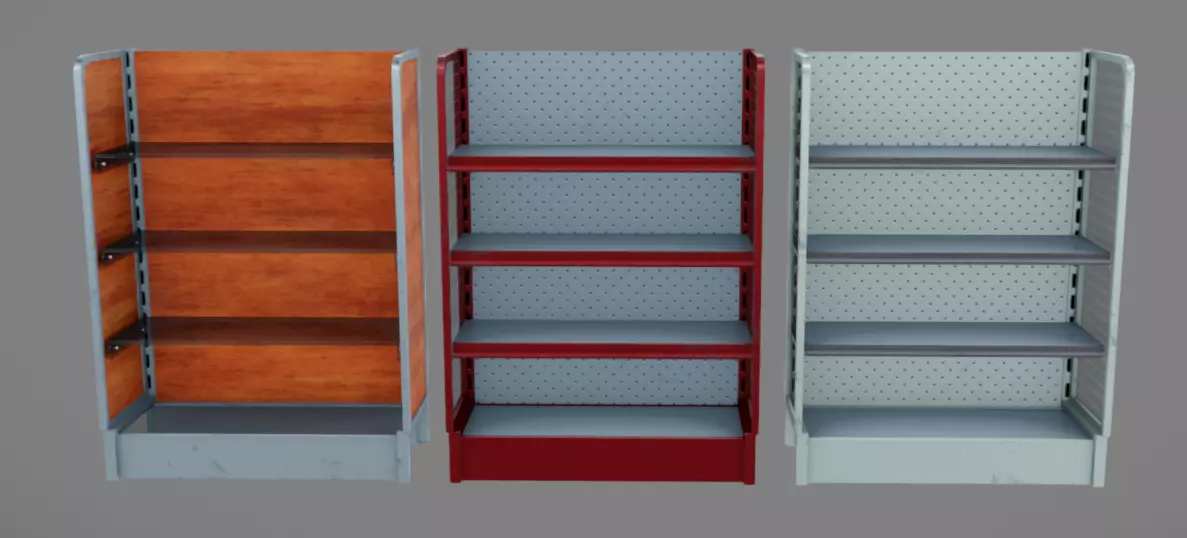 Supermarket Shelves Low-poly 3D model_8