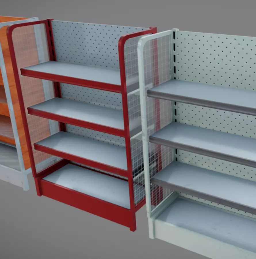 Supermarket Shelves Low-poly 3D model_5