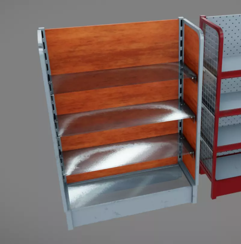 Supermarket Shelves Low-poly 3D model_1