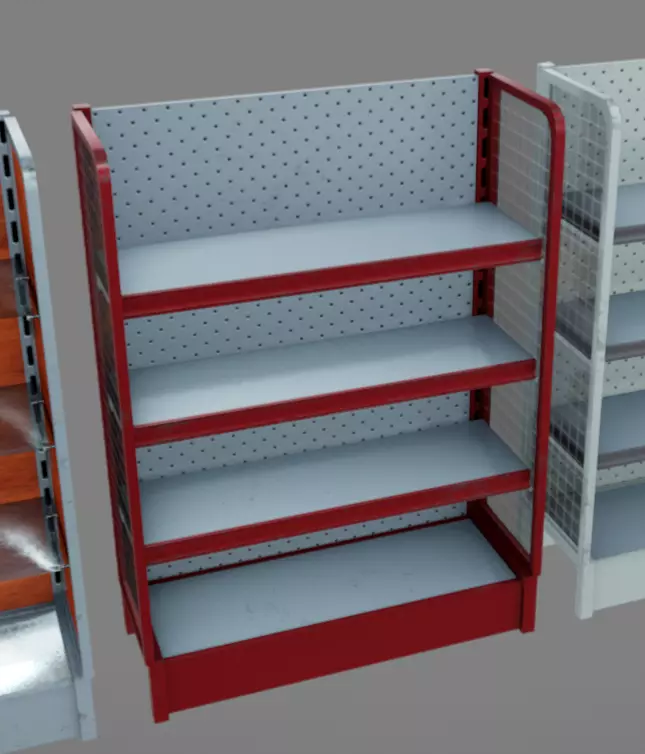 Supermarket Shelves Low-poly 3D model_2