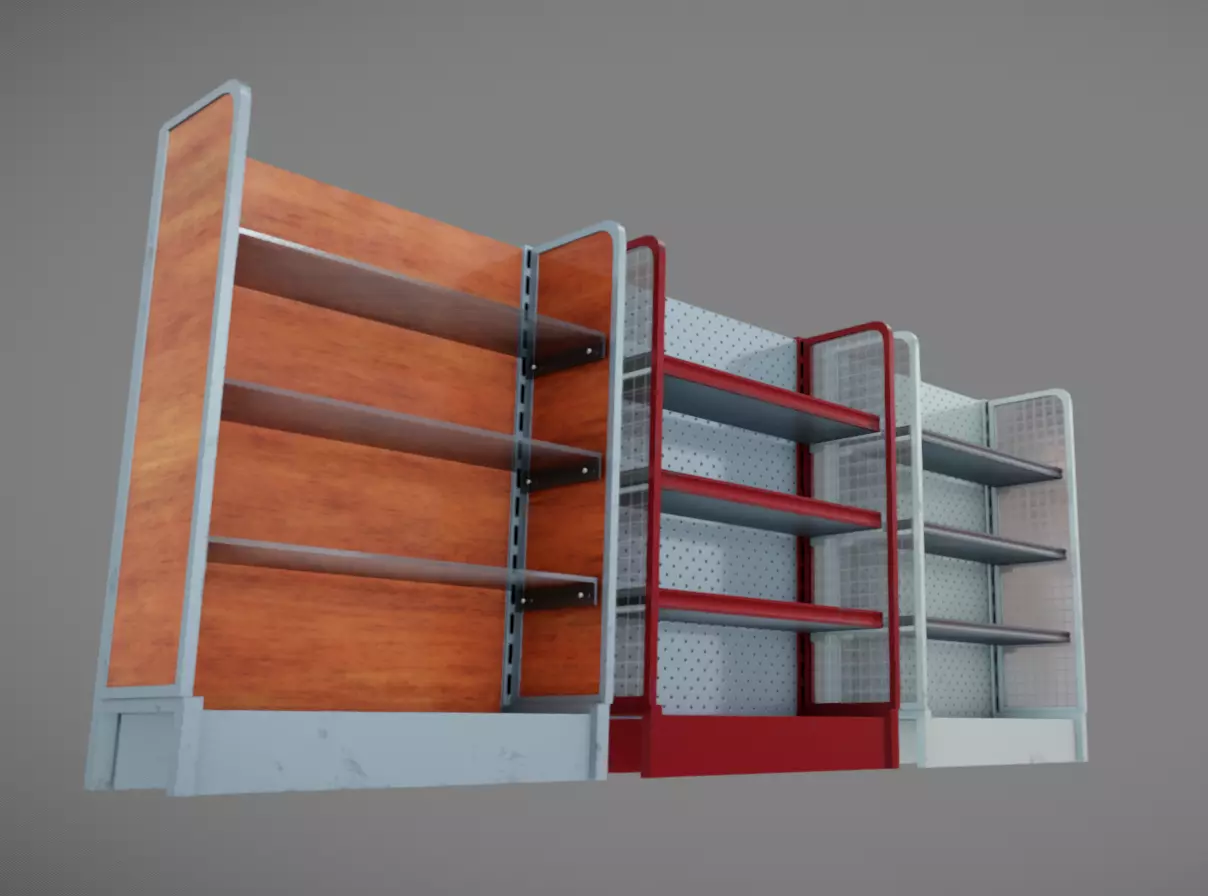 Supermarket Shelves Low-poly 3D model_10
