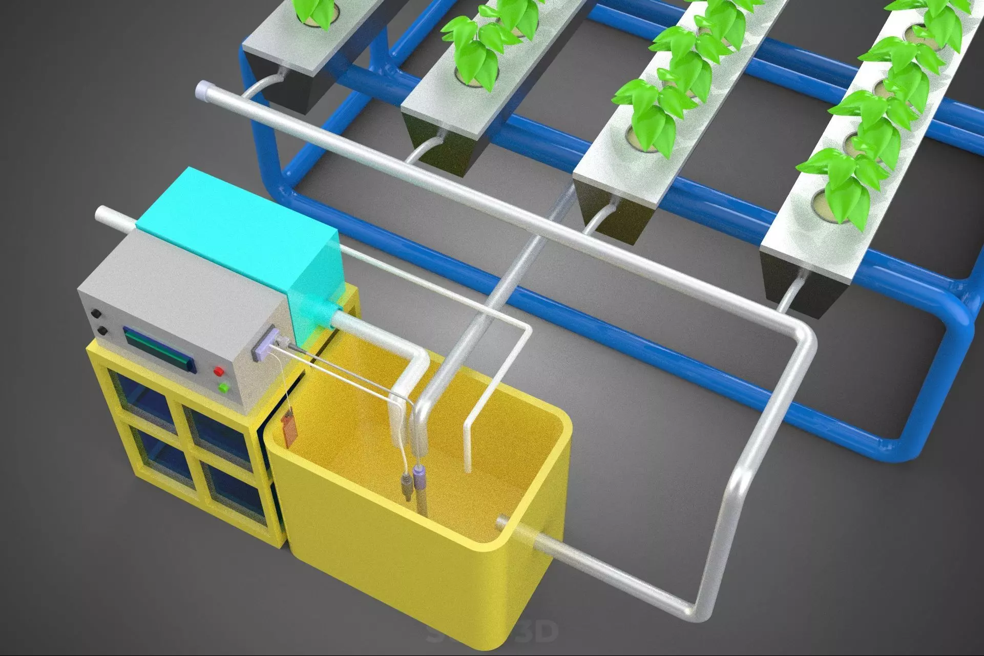 AUTO CONTROL MONITORING NUTRIENT PH NUTRITION HYDROPONIC PLANT 3D model_44