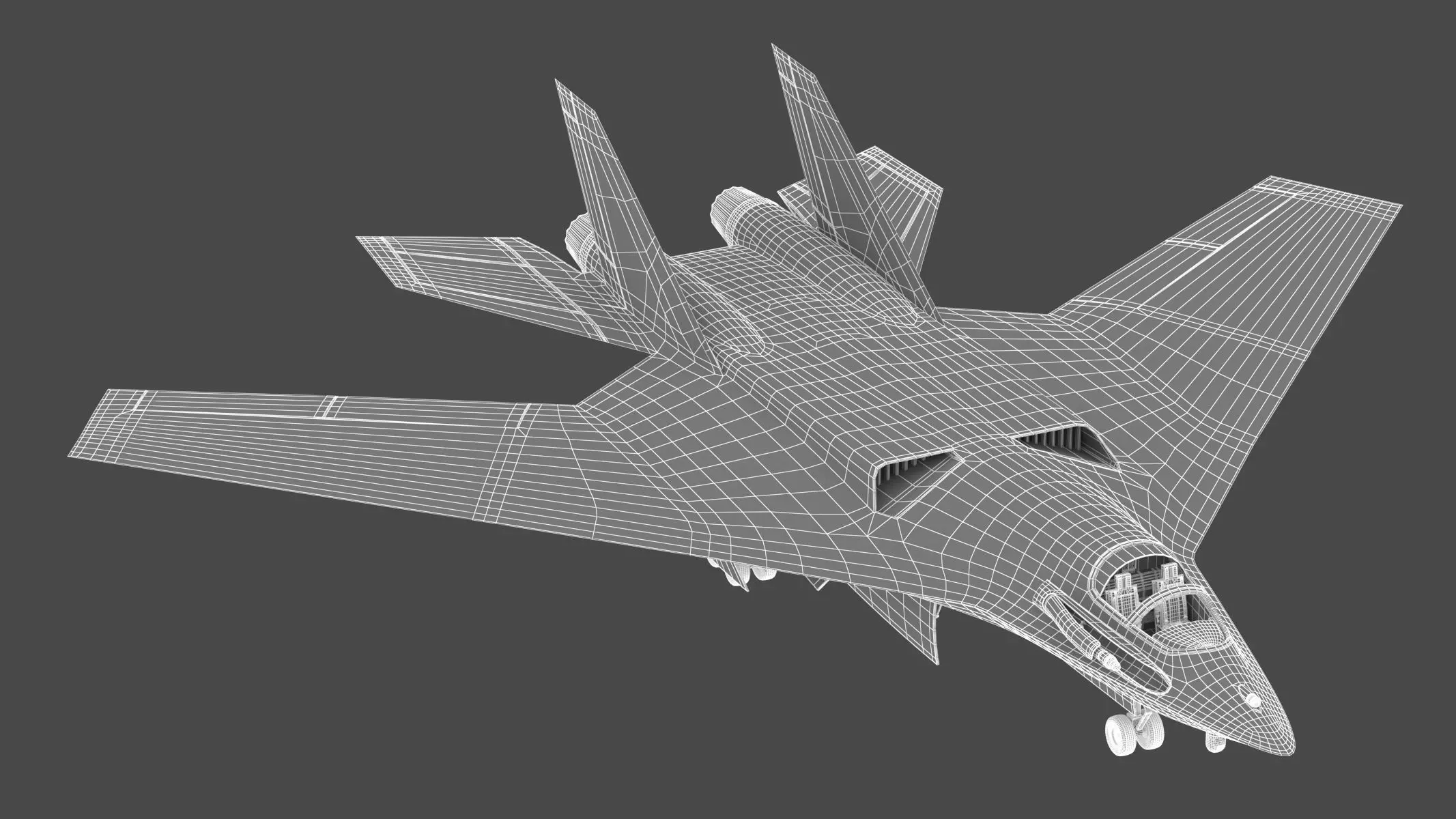 Military Airplane Hangar with Stealth Fighter 3D model_58