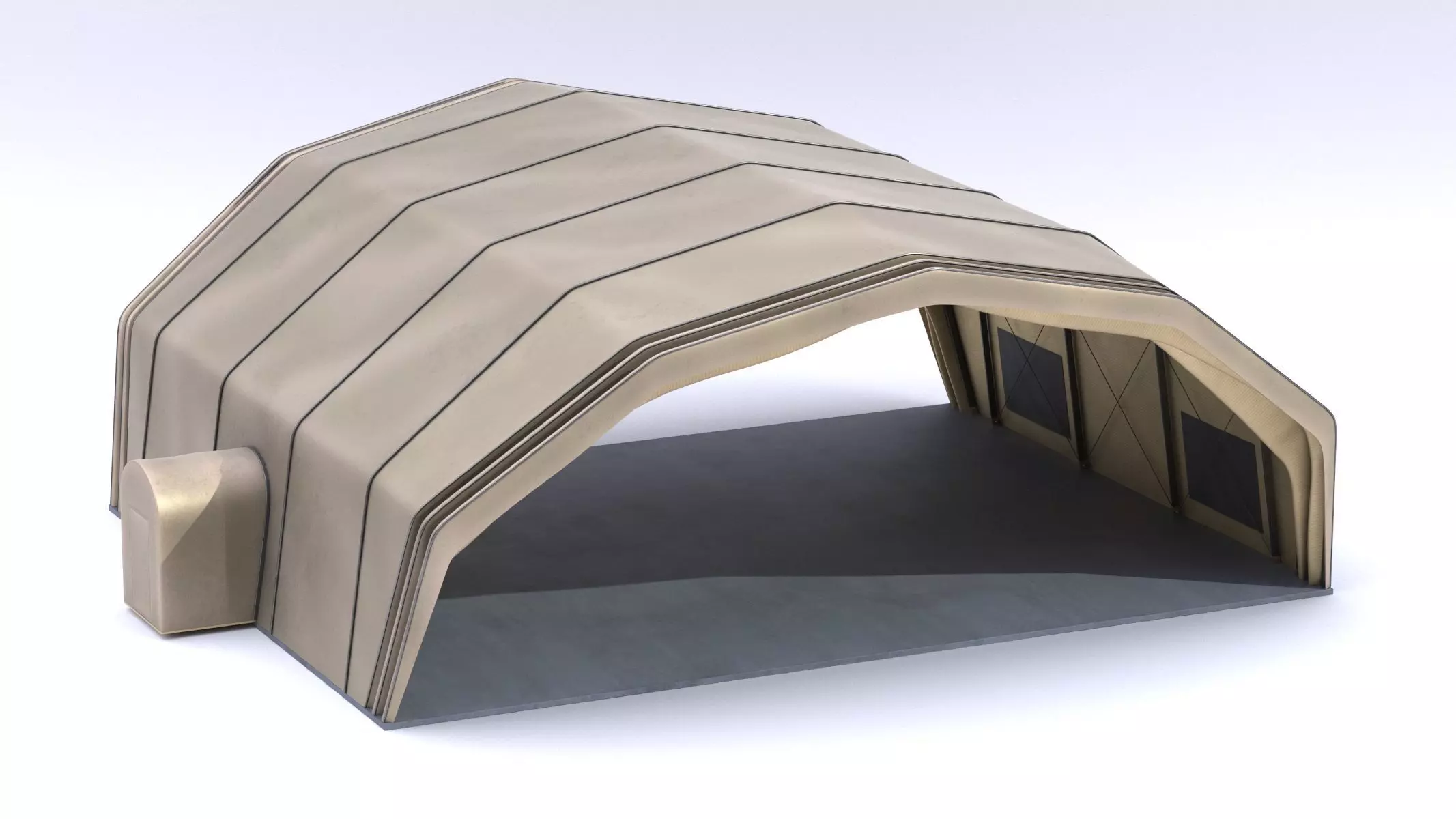 Military Airplane Hangar with Stealth Fighter 3D model_15